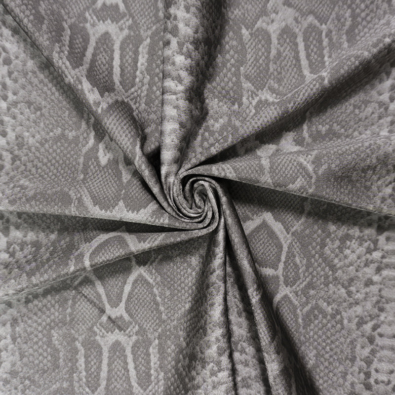 Gray Famous Maker Nylon Spandex Reptile Satin Tricot Knit Fabric