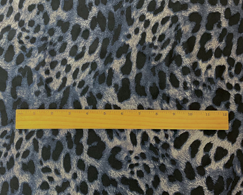 Blue Cheetah Printed Satin Tricot Knit Famous Maker Yoga Fabric