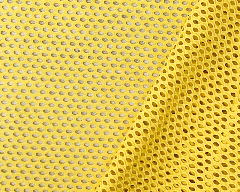 Yellow Nylon Spandex Mesh Net Knit Famous Maker Yoga Fabric