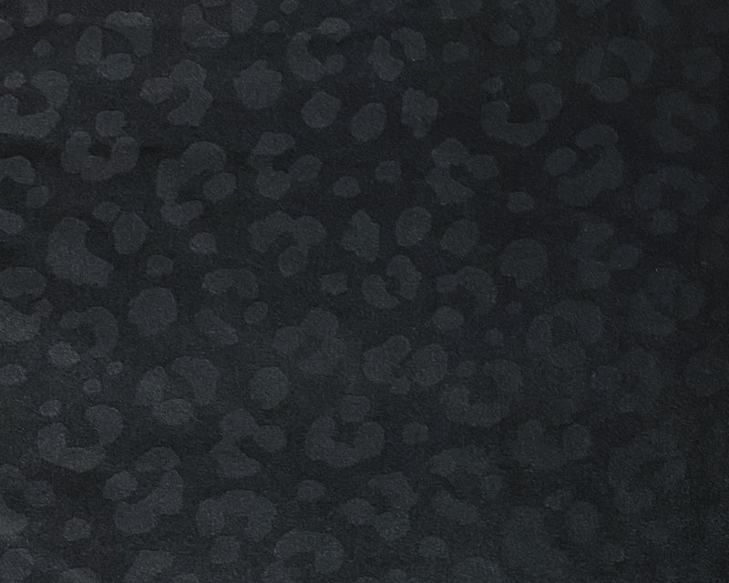 Black Leopard Printed Satin Tricot Knit Famous Maker Yoga Fabric