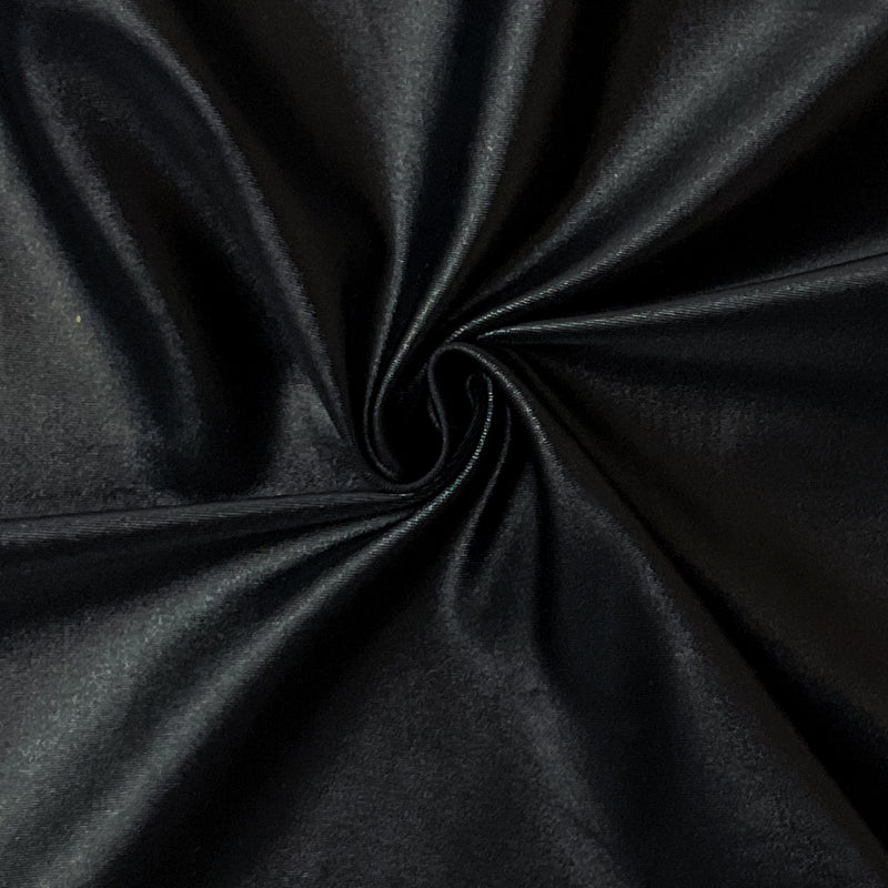 Black Nylon Spandex Solid Satin Tricot Knit Famous Maker Yoga Fabric