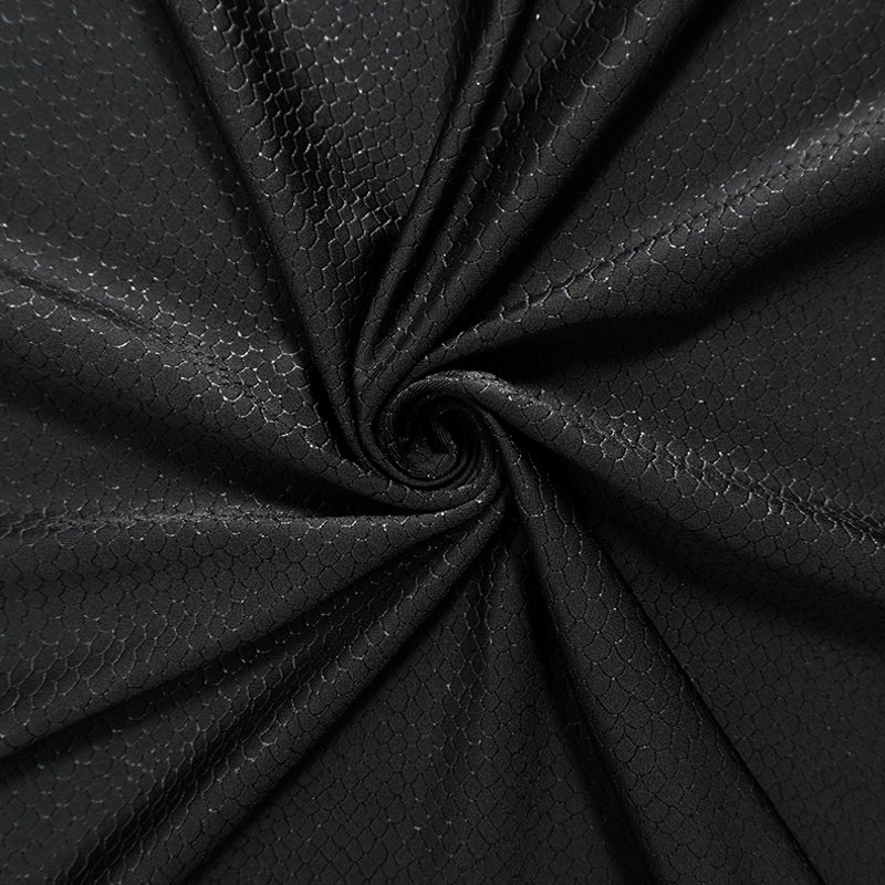 Black Famous Maker Nylon 3D Reptile Tricot Knit Yoga Fabric