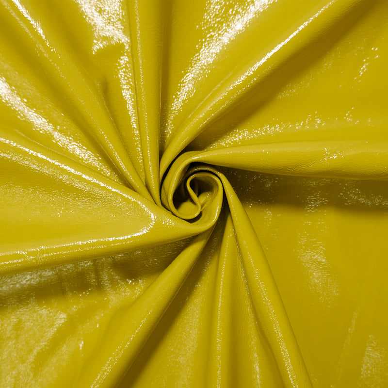Yellow Vinyl Poly Solid Bonded Faux Leather Fabric