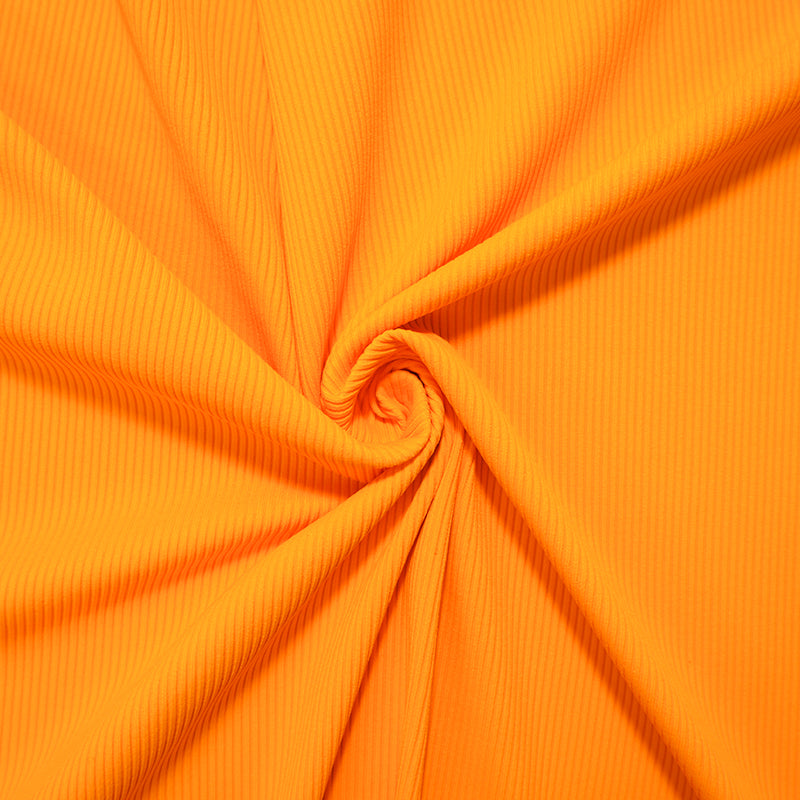 Yellow Famous Maker Nylon Spandex Solid 2X2 Rib Knit Yoga Fabric
