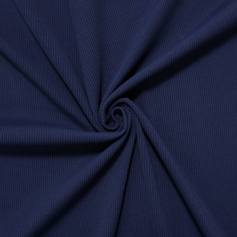 Navy Blue Famous Maker Nylon Spandex 2X2 Rib Knit Yoga Fabric