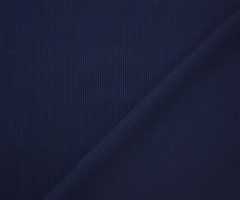 Navy Blue Famous Maker Nylon Spandex 2X2 Rib Knit Yoga Fabric