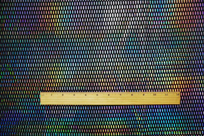 Black-Iridescent Famous Maker Bonded Stiff 3D Mesh Fabric