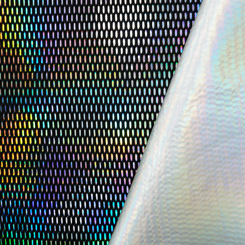 Black-Iridescent Famous Maker Bonded Stiff 3D Mesh Fabric