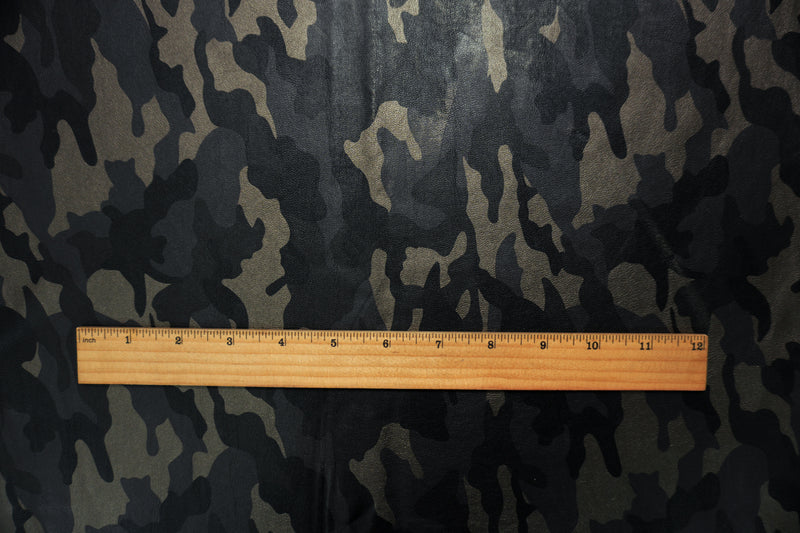 Black-Gold Famous Maker Vinyl Cotton Camo Print Bonded Pleather Fabric