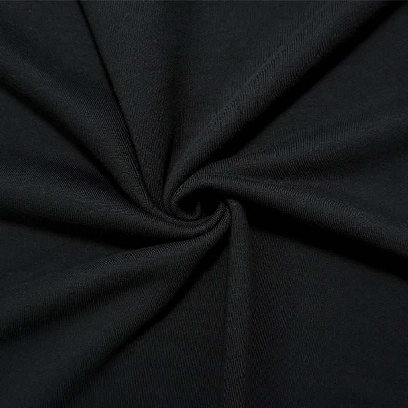 Black Cotton Solid French Terry Knit Fabric