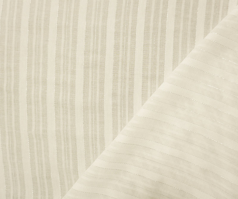 White-Silver Famous Maker Cotton Stripe Dobby Woven Fabric