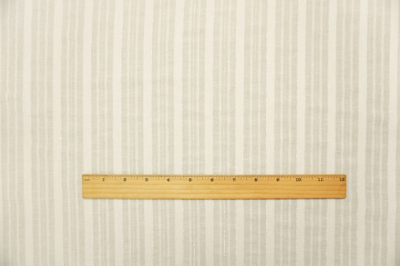 White-Silver Famous Maker Cotton Stripe Dobby Woven Fabric