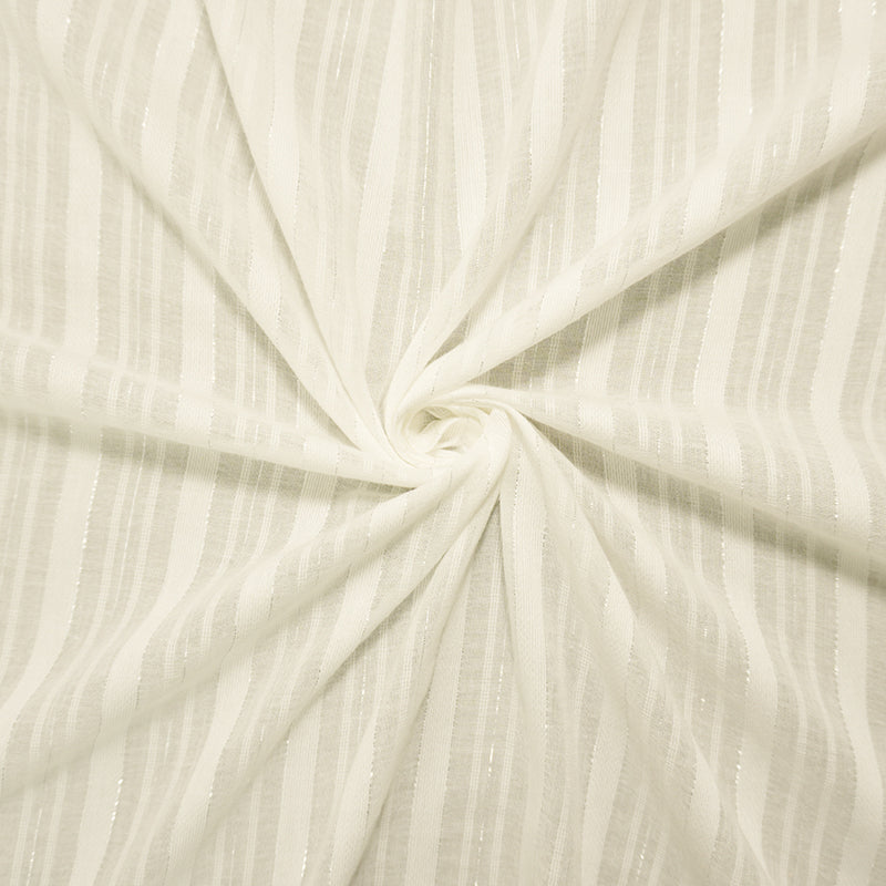 White-Silver Famous Maker Cotton Stripe Dobby Woven Fabric