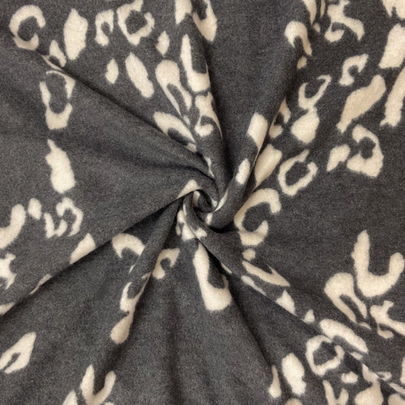 Black-Beige Poly Rayon Leopard Brushed Face Jersey Knit Fabric