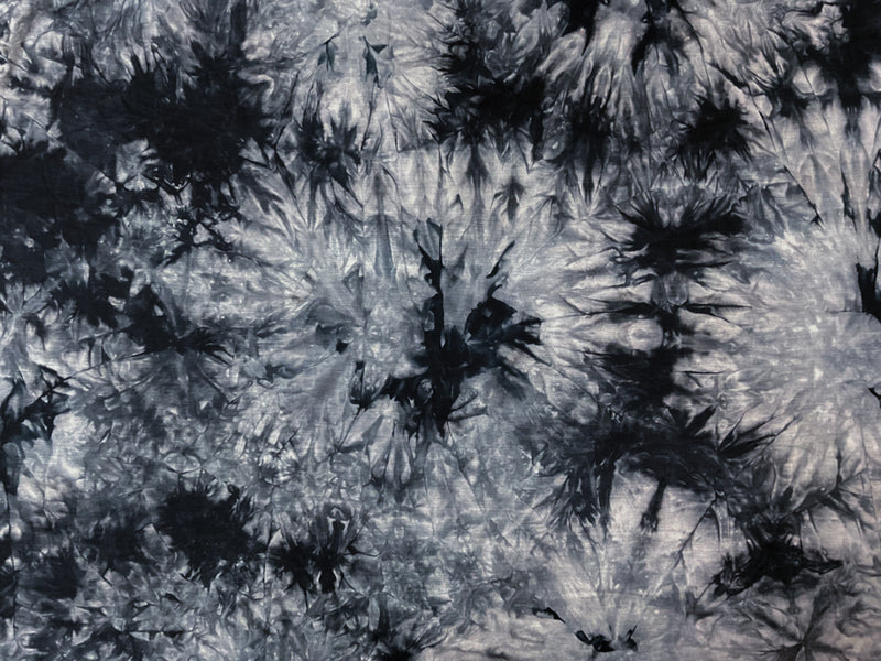 Gray-Black Rayon Spandex Tie Dye Printed Jersey Knit Fabric