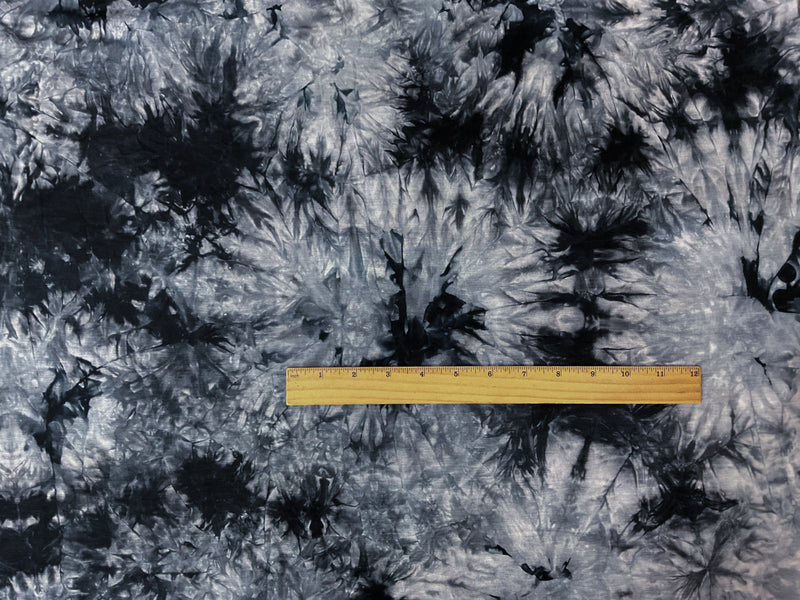 Gray-Black Rayon Spandex Tie Dye Printed Jersey Knit Fabric