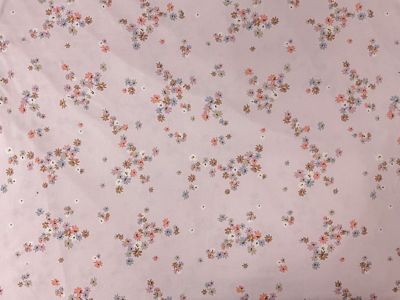 Pink-Multi Poly Floral Printed Double Brushed Jersey Knit Fabric