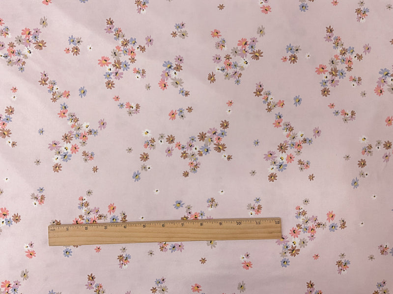 Pink-Multi Poly Floral Printed Double Brushed Jersey Knit Fabric
