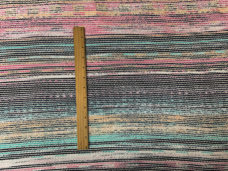 Blue-Multi Poly Blend Stripe Stretch Jersey Sweater Knit Fabric