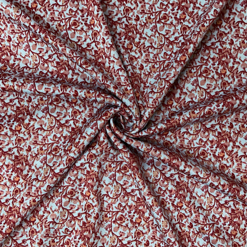 Red-Blue Poly Spandex Stretch Floral Printed Jersey Knit Fabric