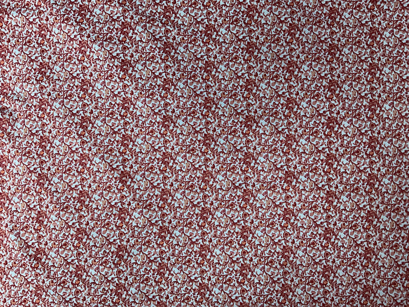 Red-Blue Poly Spandex Stretch Floral Printed Jersey Knit Fabric