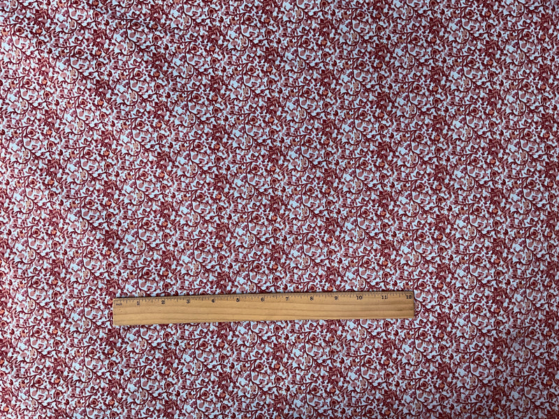 Red-Blue Poly Spandex Stretch Floral Printed Jersey Knit Fabric