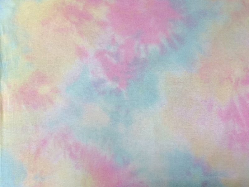 Pink-Multi Poly Cotton Spandex Tie Dye Jersey Knit Fabric