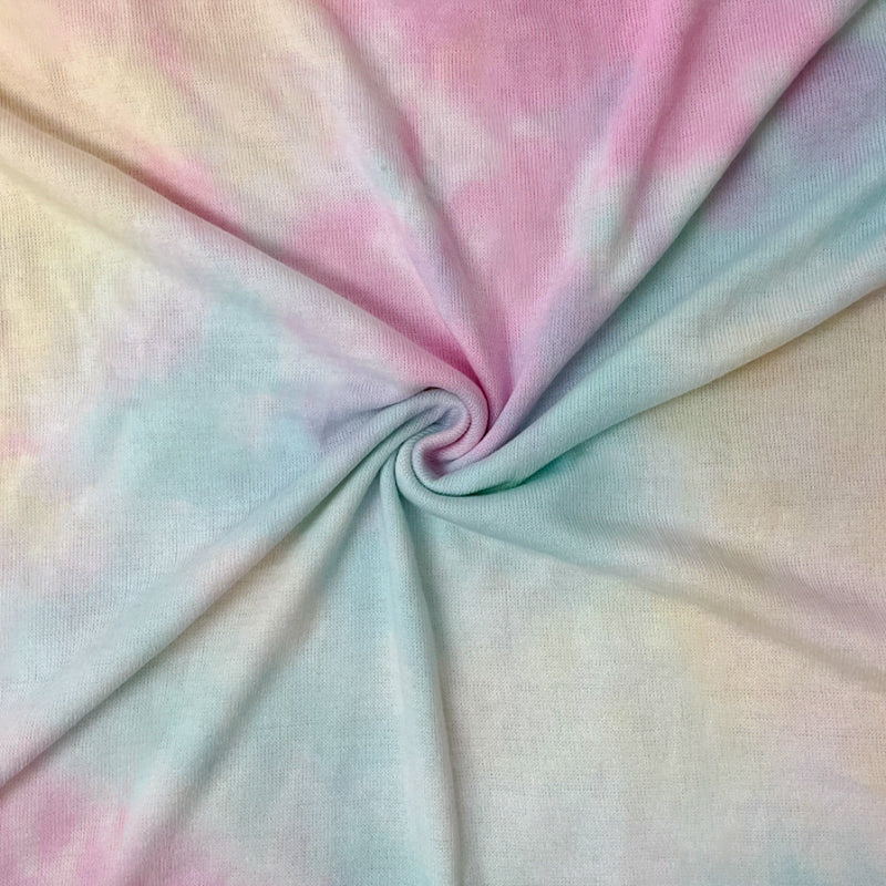 Pink-Multi Poly Cotton Spandex Tie Dye Jersey Knit Fabric