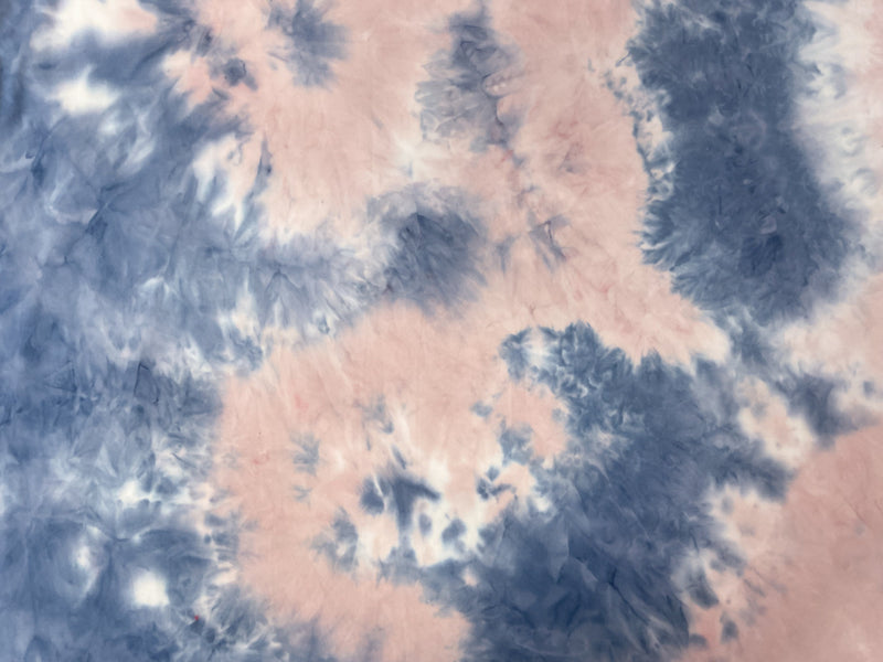 4 5/8 YD PC-Pink-Blue Poly Stretch Tie Dye Double Brushed Jersey Knit Fabric