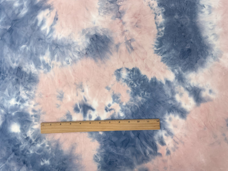 4 5/8 YD PC-Pink-Blue Poly Stretch Tie Dye Double Brushed Jersey Knit Fabric