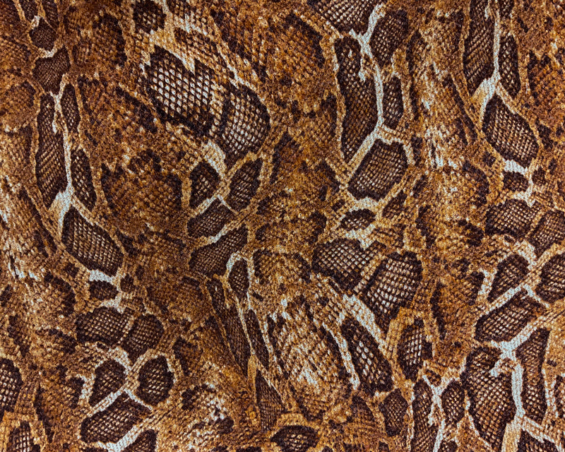 Orange-Brown Poly Stretch Snake Printed Texture Knit Fabric
