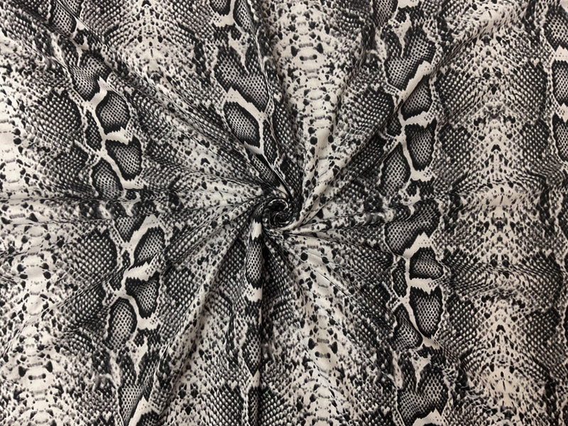 Black-White Poly Snake Print Double Brushed Jersey Knit Fabric