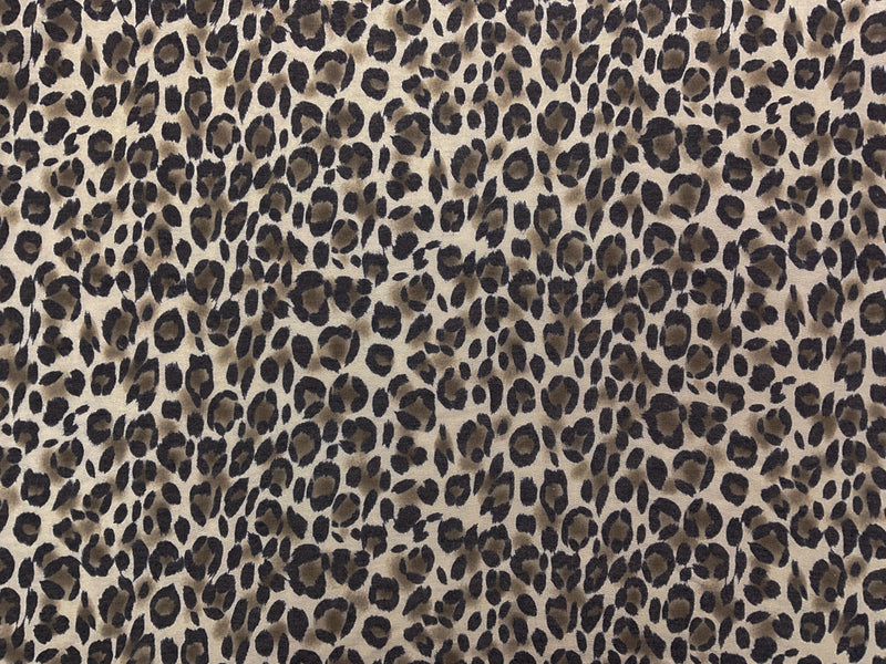 Beige-Black Poly Rayon Leopard Baby French Terry Knit Fabric