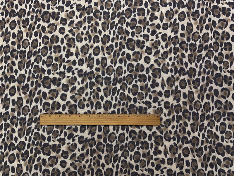 Beige-Black Poly Rayon Leopard Baby French Terry Knit Fabric