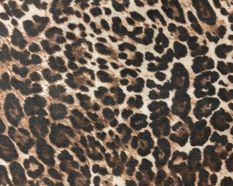 Beige-Brown Poly Spandex Leopard Brushed Face Jersey Knit Fabric