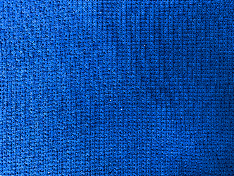Blue Rayon Spandex Stretch Patterned Waffle Knit Fabric