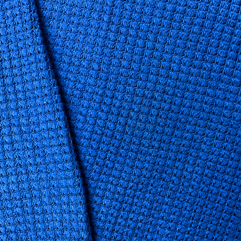 Blue Rayon Spandex Stretch Patterned Waffle Knit Fabric