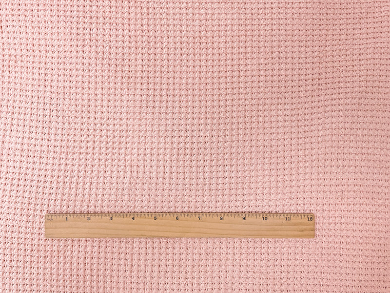 Apricot Pink Rayon Stretch Patterned Waffle Knit Fabric