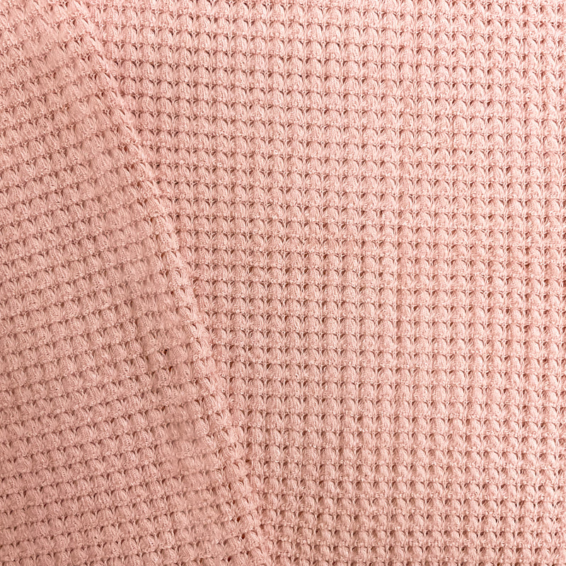 Apricot Pink Rayon Stretch Patterned Waffle Knit Fabric