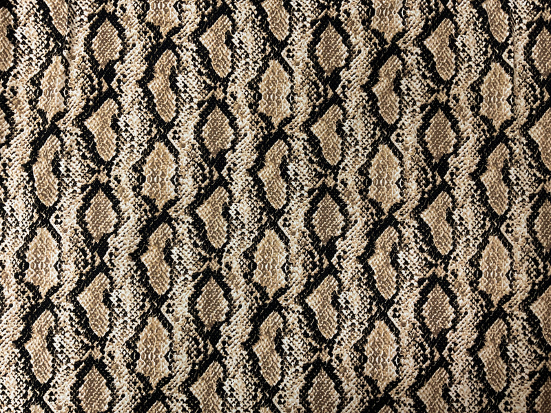 Brown-Black Poly Spandex Reptile Printed Double Brushed Jersey Knit Fabric