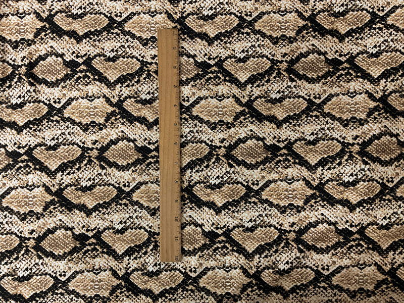 Brown-Black Poly Spandex Reptile Printed Double Brushed Jersey Knit Fabric