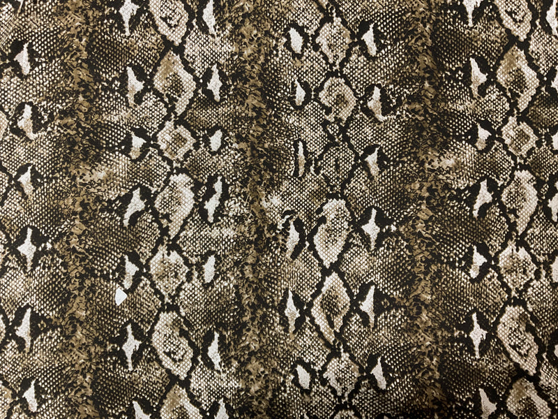 Brown Poly Spandex Reptile Printed Double Brushed Jersey Knit Fabric
