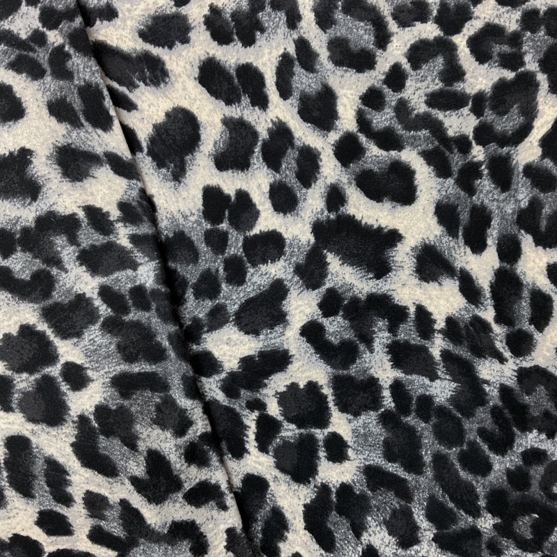 Black-Gray Poly Leopard Printed Double Brushed Jersey Knit Fabric