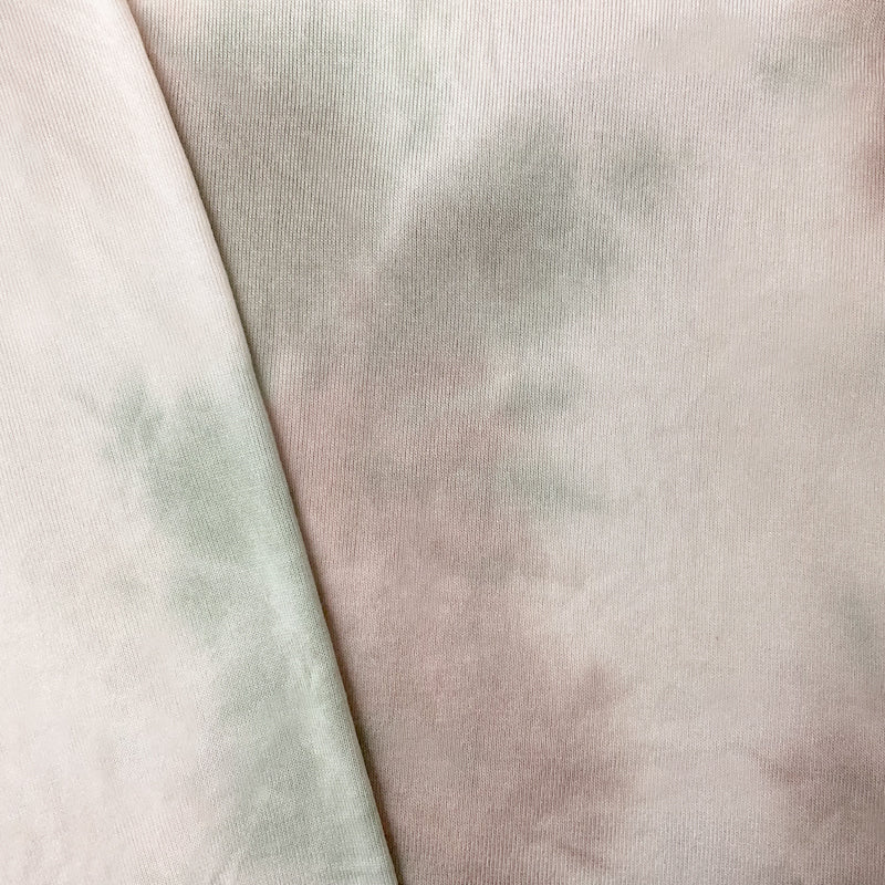 Green-Brown Rayon Stretch Tie Dye Brushed Face Jersey Knit Fabric