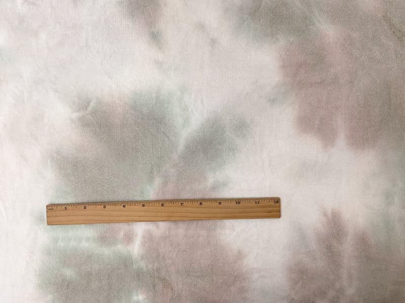 Green-Brown Rayon Stretch Tie Dye Brushed Face Jersey Knit Fabric