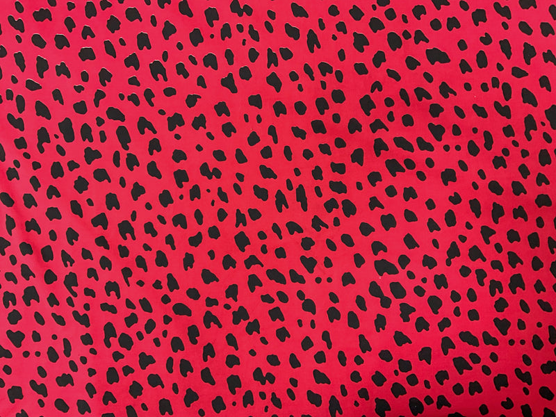 Red-Black Poly Spandex Cheetah Printed Jersey Knit Fabric
