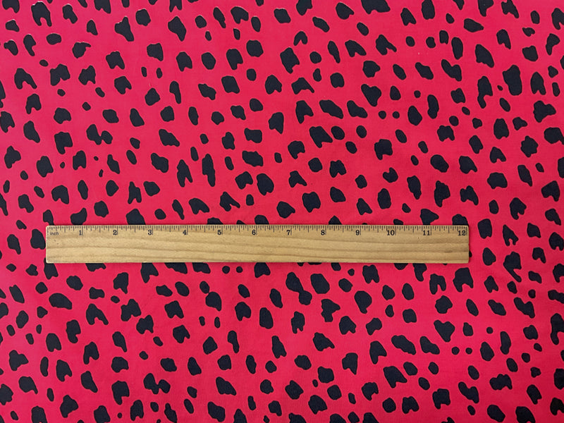Red-Black Poly Spandex Cheetah Printed Jersey Knit Fabric