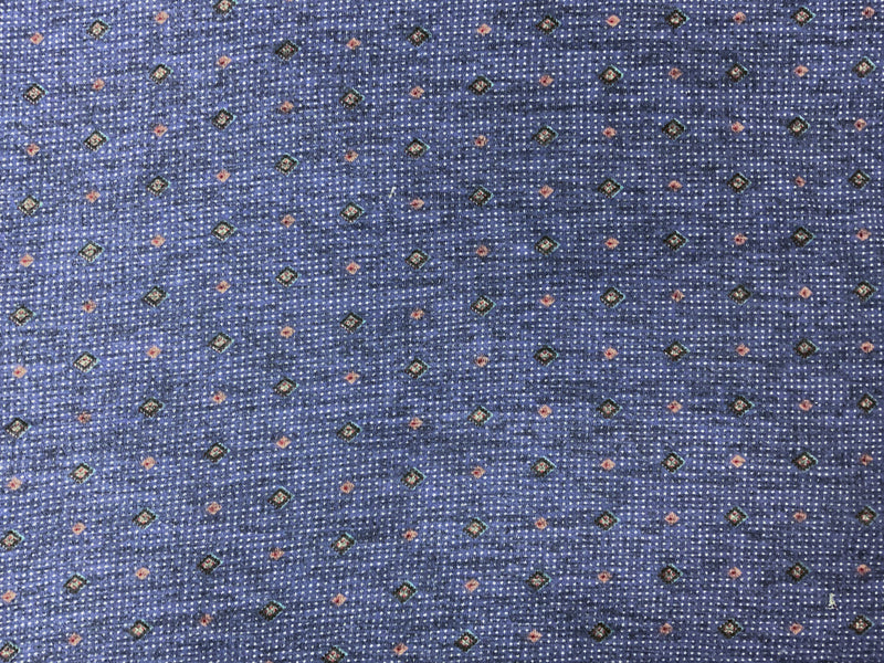 Blue-Multi Poly Rayon Diamond Print Brush Face Jersey Knit Fabric