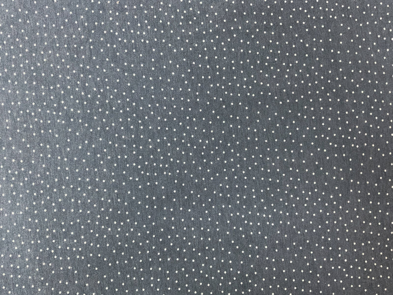 Cool Gray-White Poly Rayon Stretch Dot French Terry Knit Fabric
