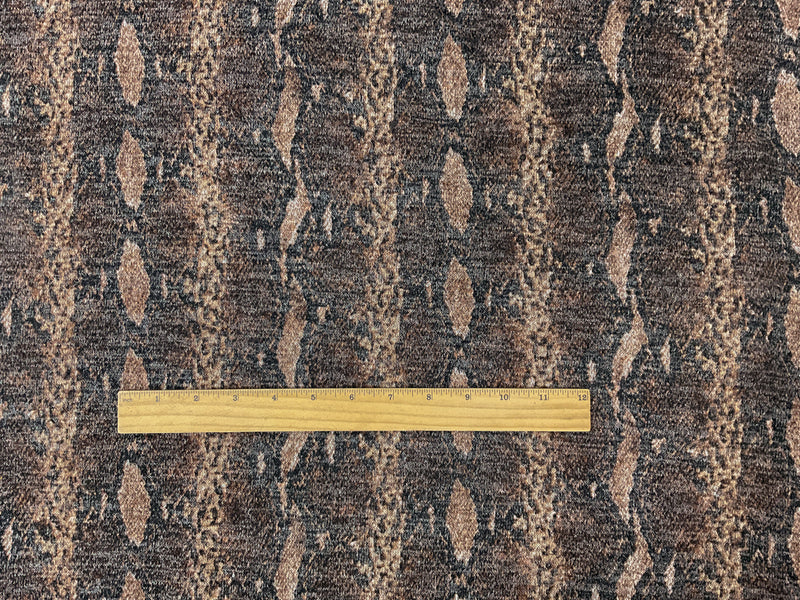 Brown-Black Poly Stretch Reptile Brush Face Jersey Knit Fabric